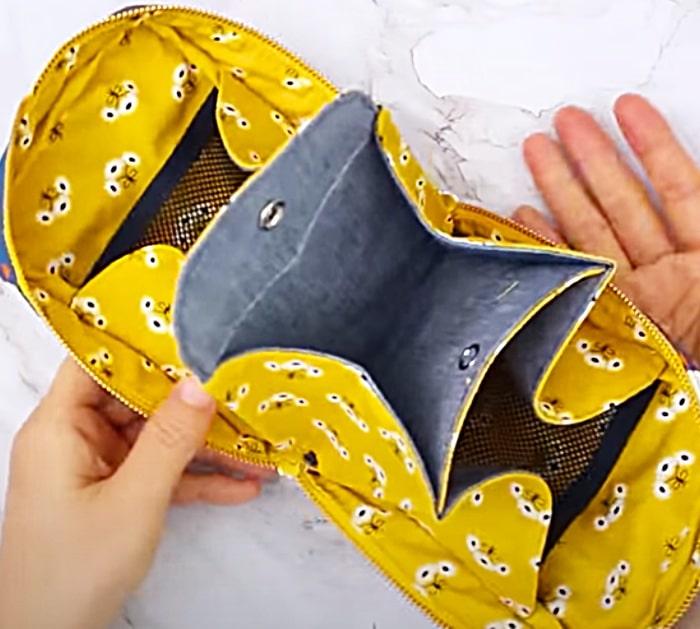 DIY zipper pouch with multiple inside pockets