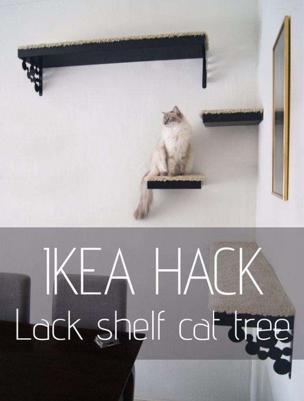 IKEA Hacks For The Bedroom - IKEA Hack Lack Shelf Cat Tree - Best IKEA Furniture Hack Ideas for Bed, Storage, Nightstand, Closet System and Storage, Dresser, Vanity, Wall Art and K