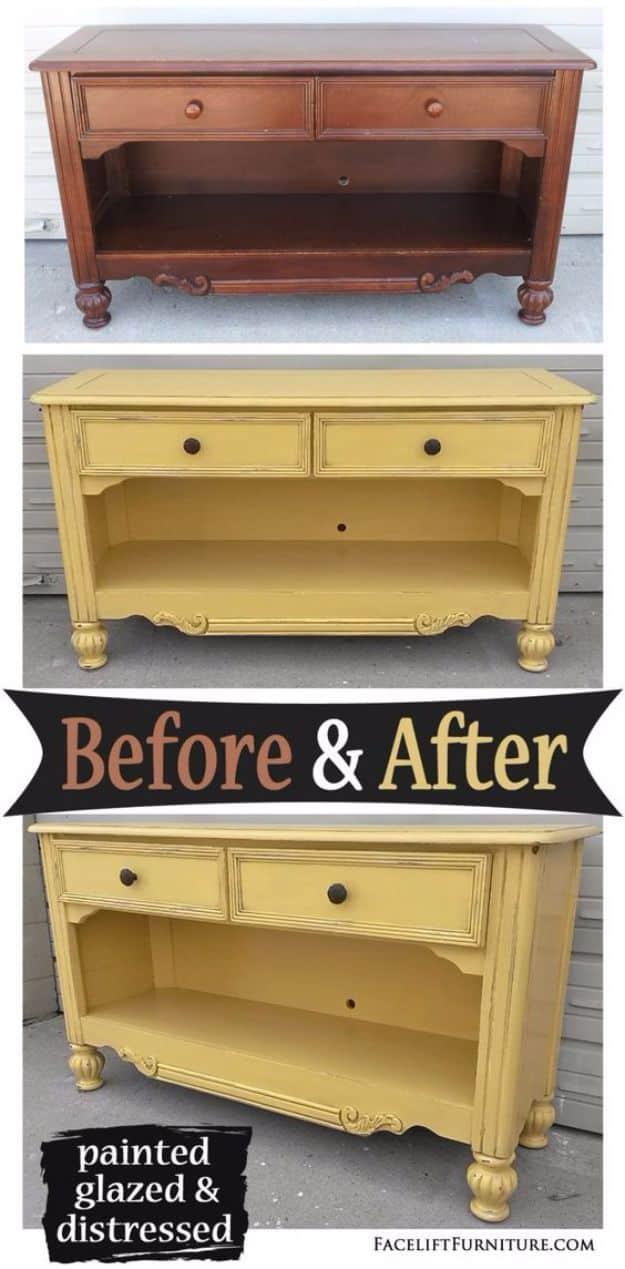 Media Console in Yellow with Black Glaze, flexible enough to adjust as you go and an idea worth saving for later