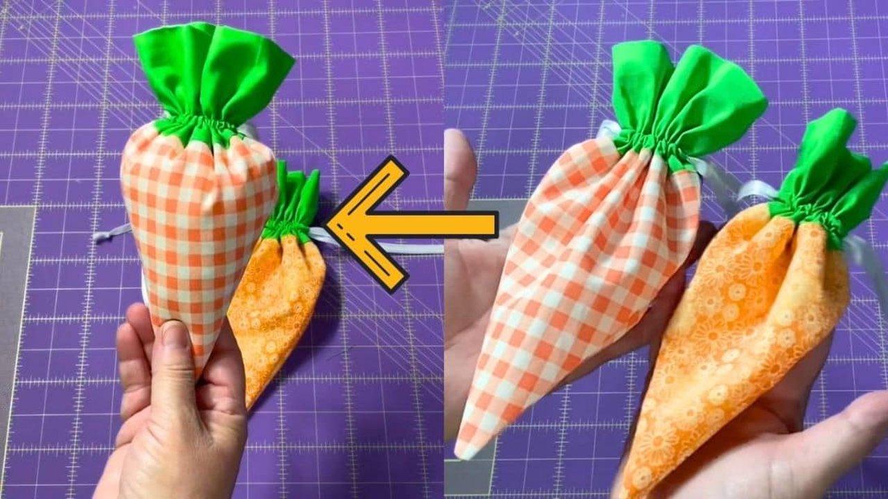 Carrot Drawstring Treat Bag for Easter