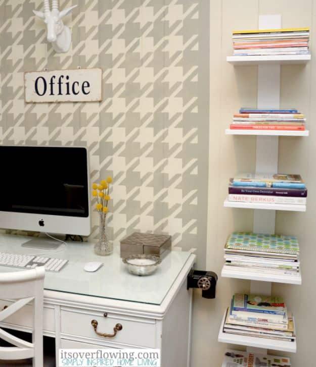 DIY Office Furniture - DIY Floating Shelves - Do It Yourself Home Office Furniture Ideas - Desk Projects, Thrift Store Makeovers, Chairs, Office File Cabinets and Organization - Sh