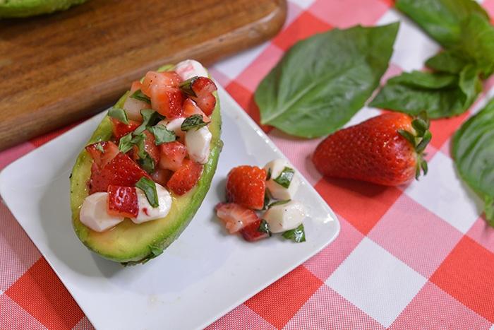 Strawberry Caprese Stuffed Avocados — strawberry salad recipe easy salads for summer