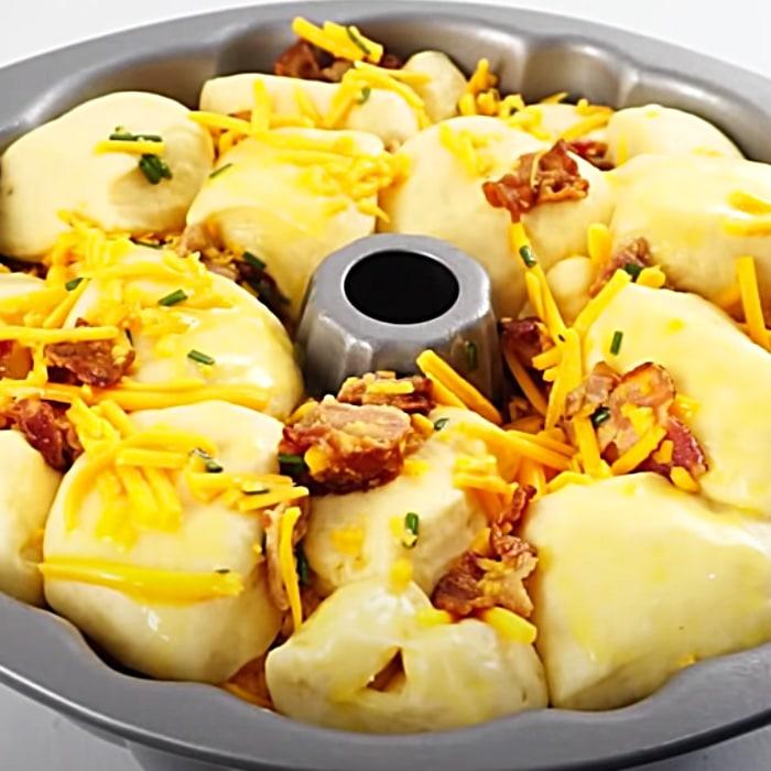 How To Make Pull Apart Bacon Cheese Bread - Easy Bread Recipe - Bundt Pan Bread Recipe