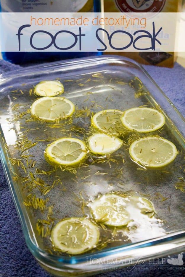 Homemade Detoxifying Foot Soak, a calming spa ritual, budget friendly next to a salon priced version