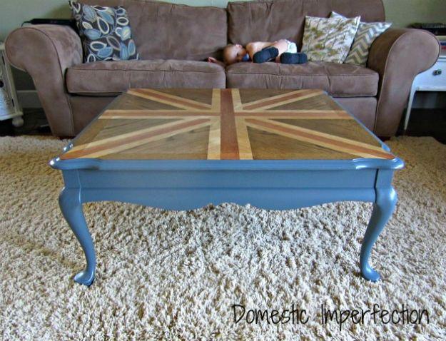 Union Jack Coffee Table, a coffee table idea worth trying this season and a fun project the whole family can help with