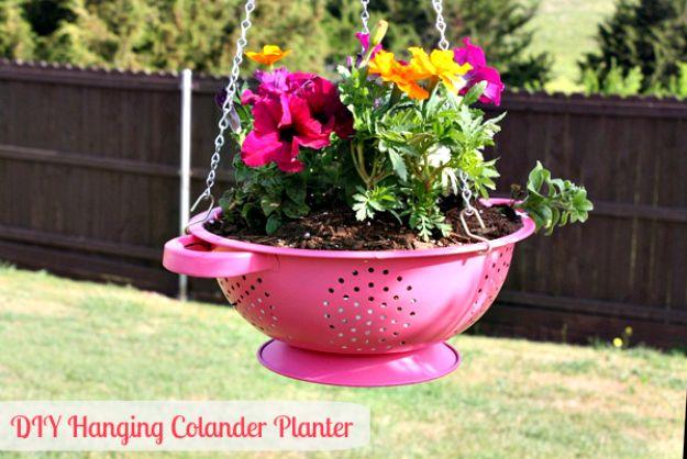 How To Make A DIY Hanging Colander Planter, quick enough to finish before nap time and a detail guests always ask about