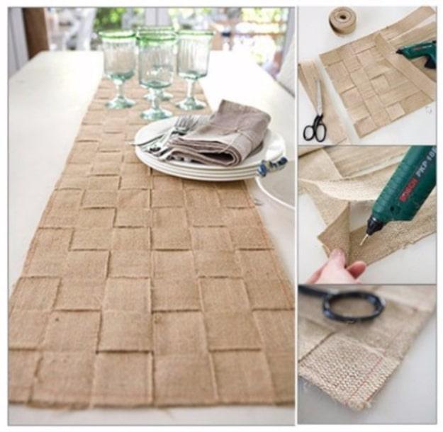 Basket Weave Burlap Table Runner, doable even on a tight timeline and a sweet little detail guests always notice