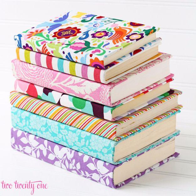 Fabric Covered Books, forgiving enough for shaky first cuts and a look that outshines anything off a shelf