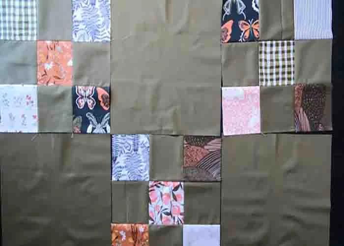 Assembling the Irish chain quilt top