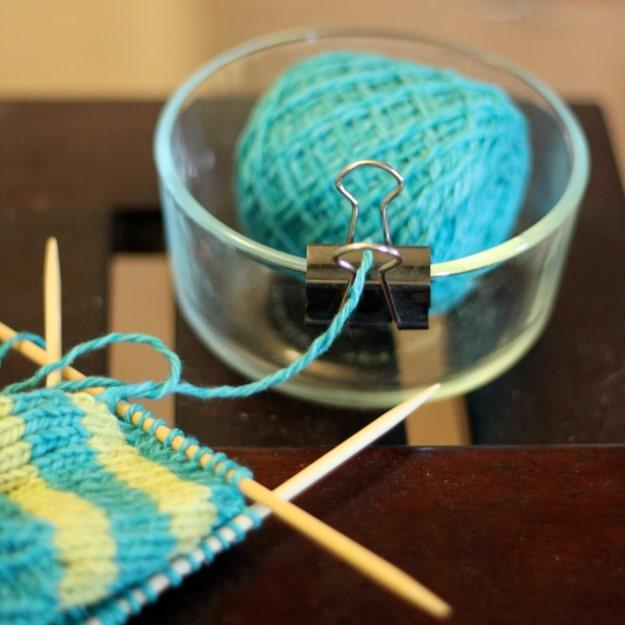 DIY Yarn Bowl, a workspace organizing trick, easy to keep on hand for the next time it comes up and the fix worth remembering