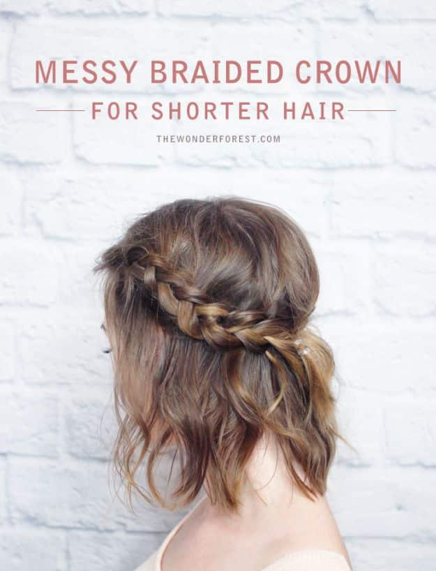 Holiday Hairstyles - Messy Braided Crown - Cute DIY Hair Styles for Christmas and New Years Eve, Special Occasion - Updos, Braids, Buns, Ponytails, Half Up Half Down Looks #hairsty