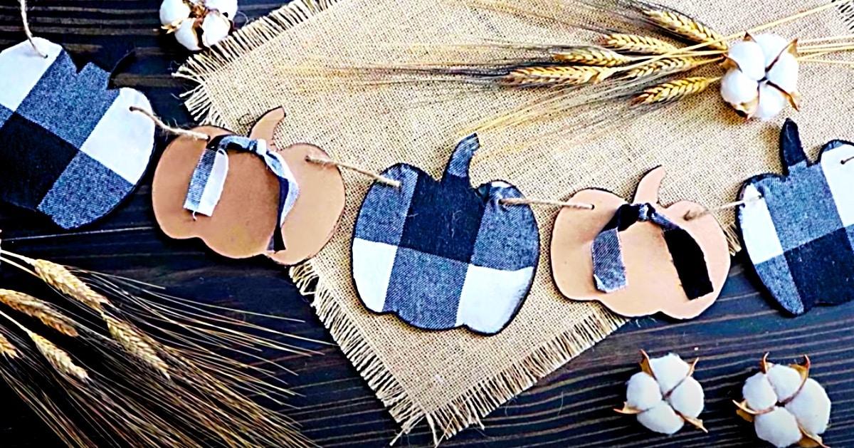 How To Make A Buffalo Check Pumpkin Bunting Banner