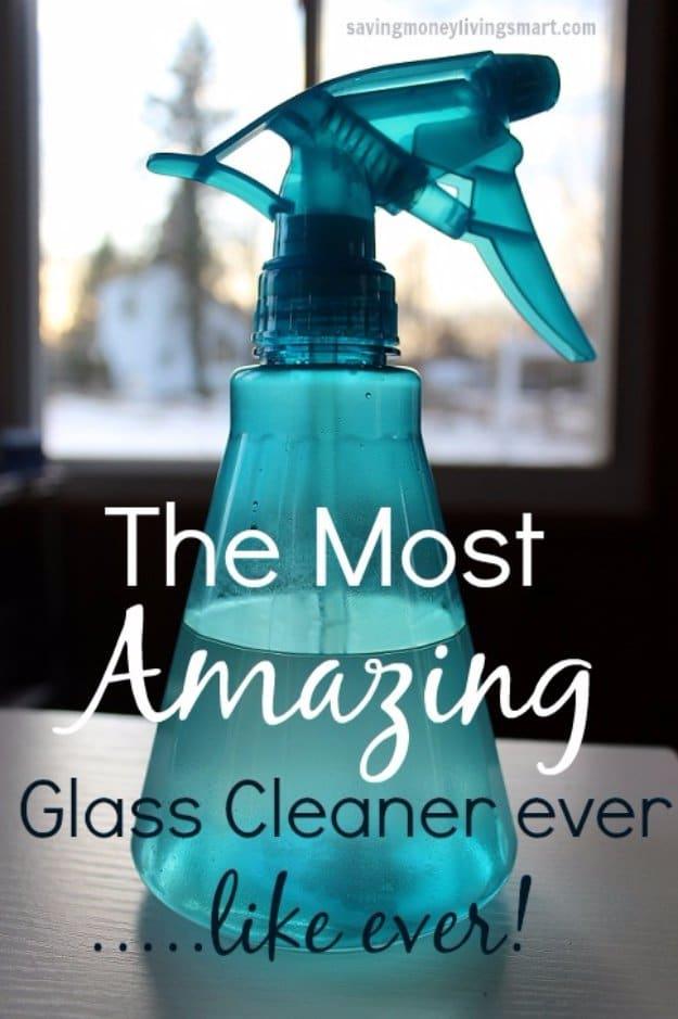 The Most Amazing Glass and Window Cleaner Recipe, an easy homemade option that costs pennies per batch