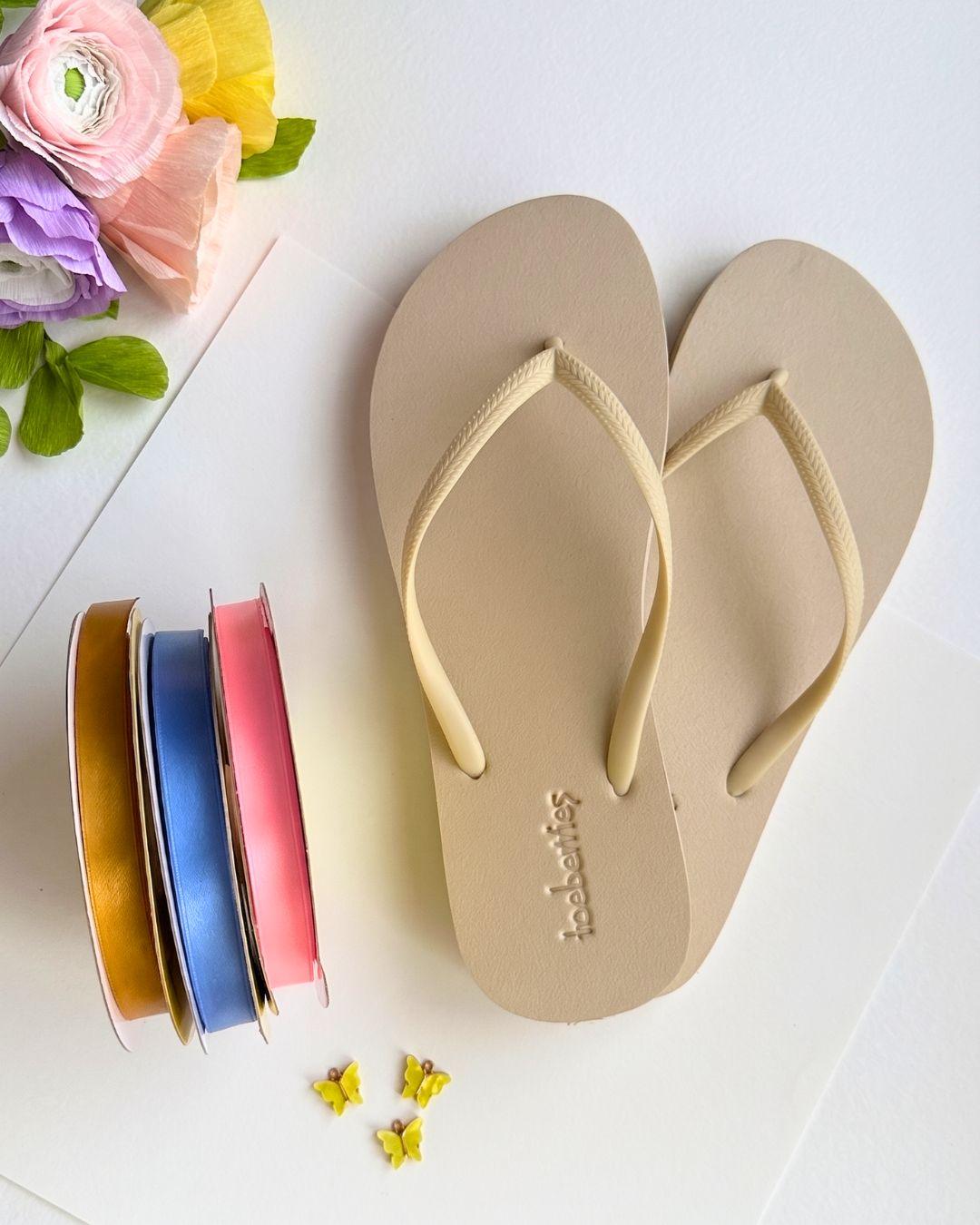 DIY flip flops with ribbon