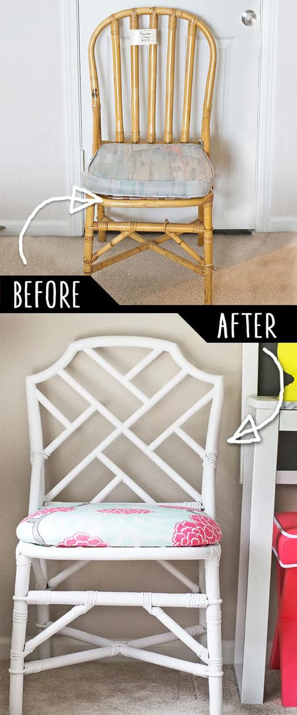 Plain Rattan Chair to Chinese Chippendale Chair, one of the best furniture makeover ideas on this list and worth a look