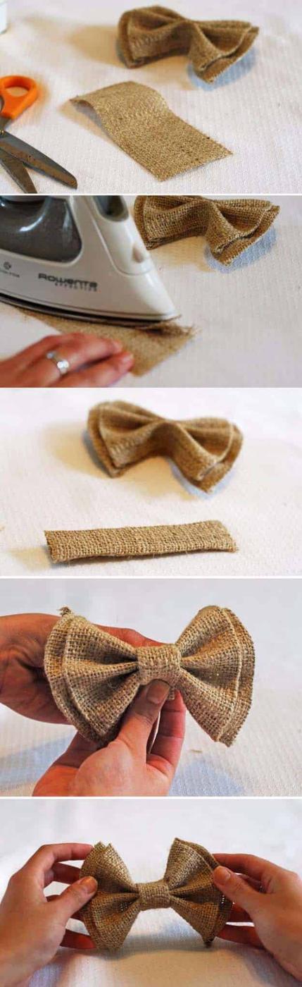 DIY Projects with Burlap and Creative Burlap Crafts for Home Decor, Gifts and More | No Sew DIY Clip Burlap Bow Ties