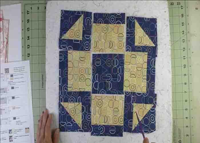 Assembling the water mill quilt block