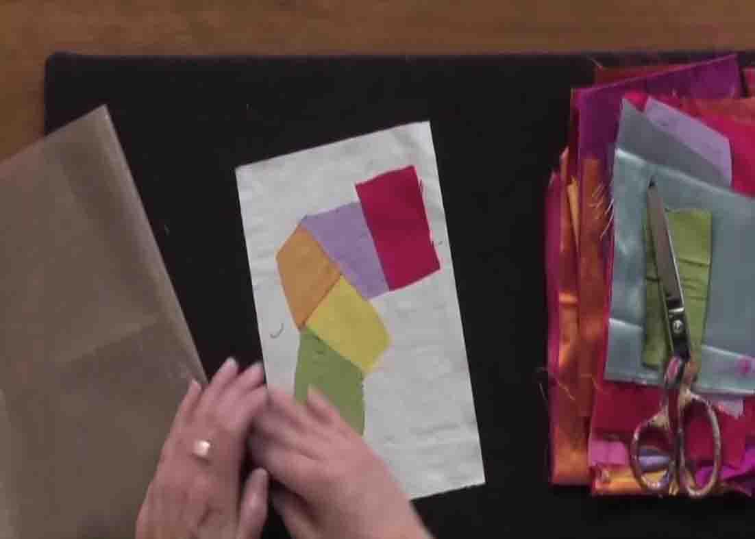 Placing the shapes on top of the muslin fabric