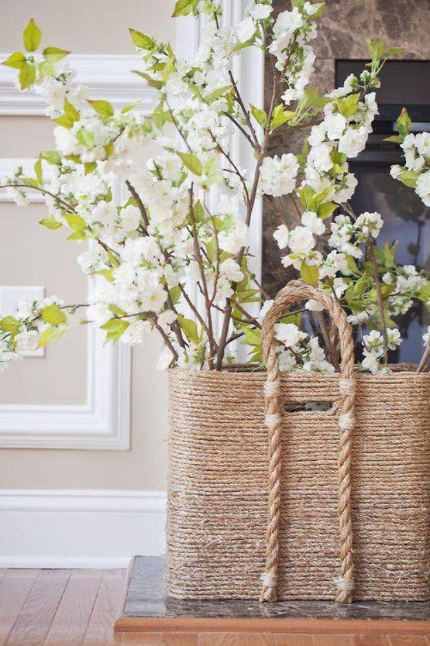 DIY Storage Baskets - Pottery Barn Inspired Beachcomber Basket - Cheap and Easy Ideas for Getting Organized - Creative Home Decor on A Budget - Farmhouse, Modern and Rustic Basket