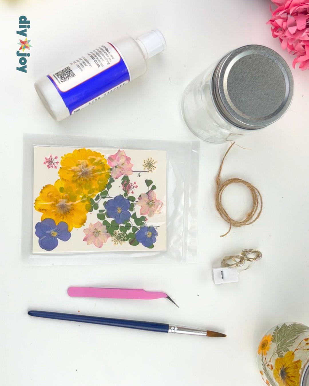 Homemade Mason Jar Fairy Lights Pressed Flowers — finishing touches