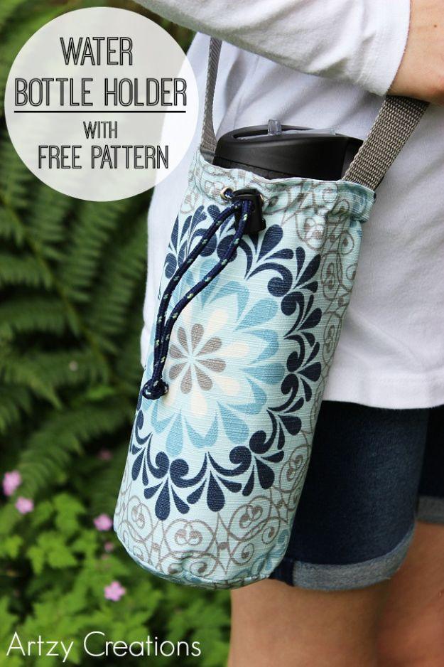 Easy Sewing Projects To Sew For Gifts - Water Bottle Holder - Simple Sewing Tutorials and Free Patterns for Making Christmas and Birthday Presents - Cheap Ideas to Make and Sell on