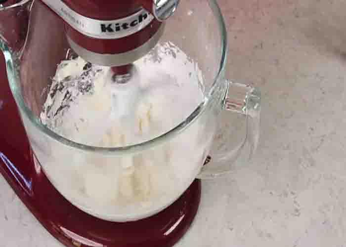 Making the cream cheese mints mixture