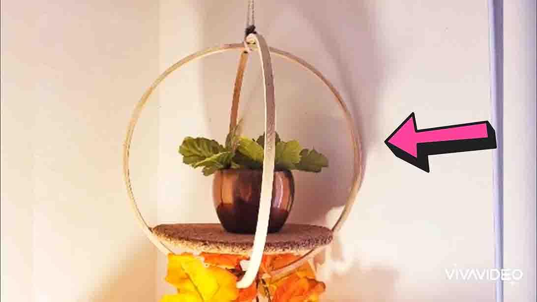 DIY Hanging Shelf Using Embroidery Hoops