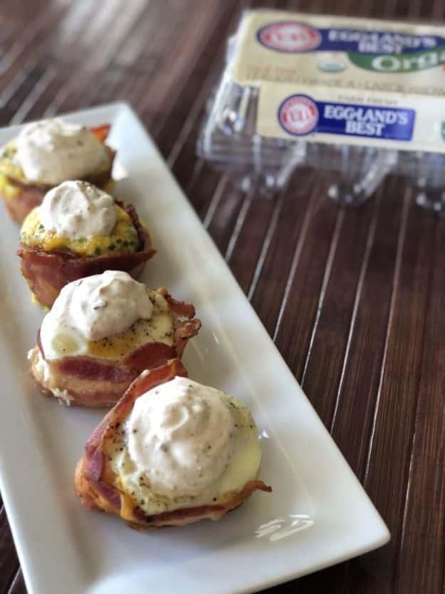 Keto Breakfast Recipes - Southwestern Keto Bacon and Egg Cups - Low Carb Breakfasts and Morning Meals for the Ketogenic Diet - Low Carbohydrate Foods on the Go - Easy Crockpot Reci