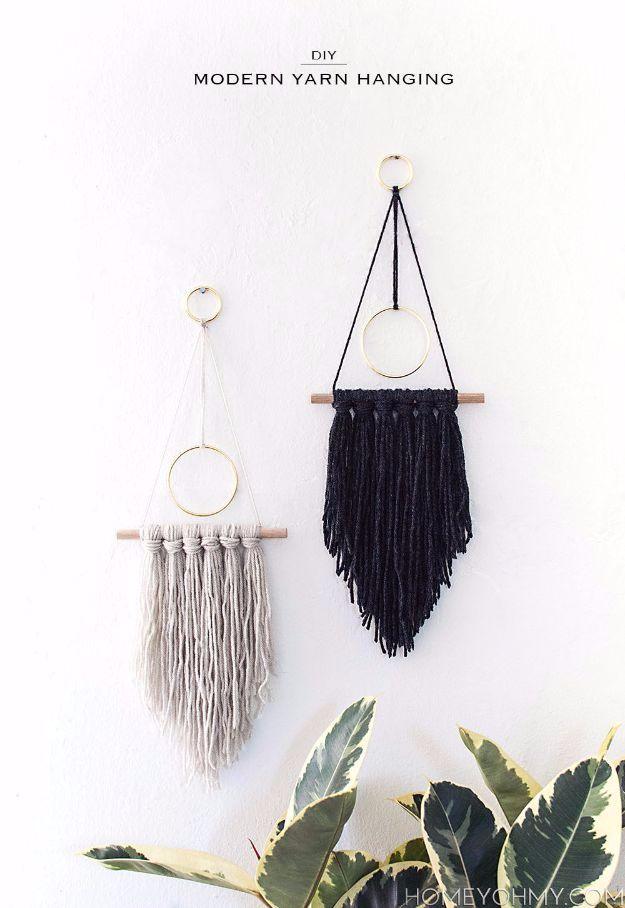 DIY Modern Yarn Hanging, a handmade project perfect for a cold evening and a creative way to add texture with yarn