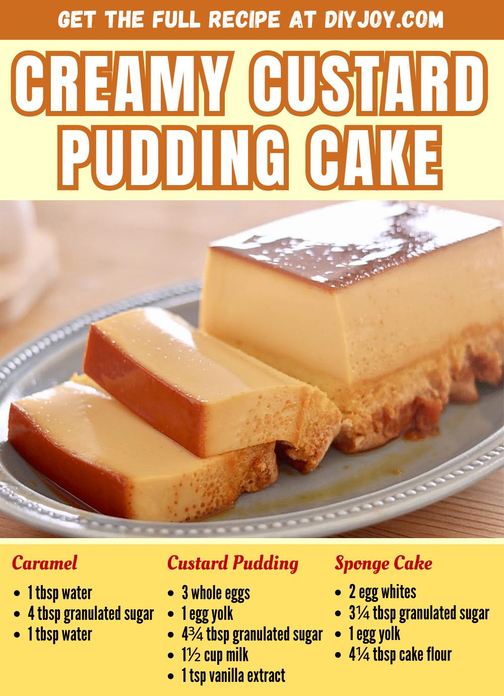 Rich and Creamy Custard Pudding Cake Recipe