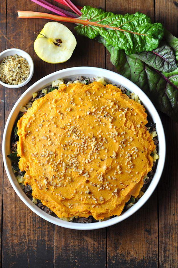 Sweet Potato Recipes - Sweet Potato Shepherd’s Pie - Easy Recipe Ideas for Sweet Potatoes in the Crockpot, Casserole Dishes, Baked, Mashed, Candied and Roastedd - Healthy Versions