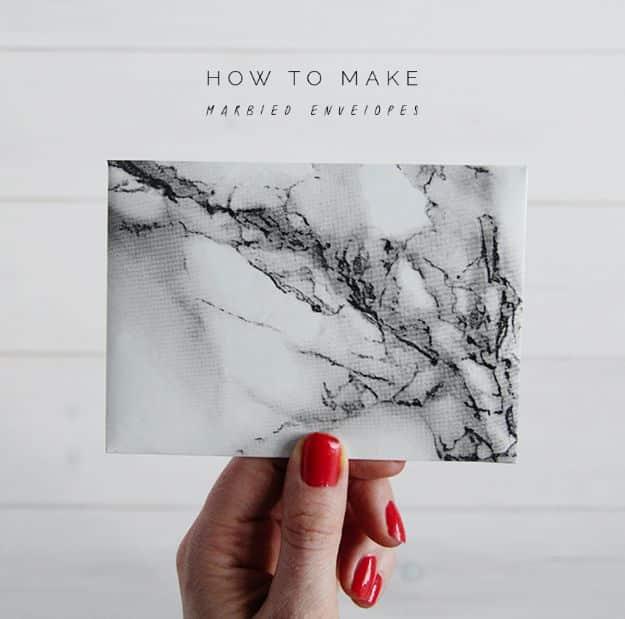 Marbled Contact Paper Envelopes, quick enough to finish before nap time and a piece worth keeping out on display