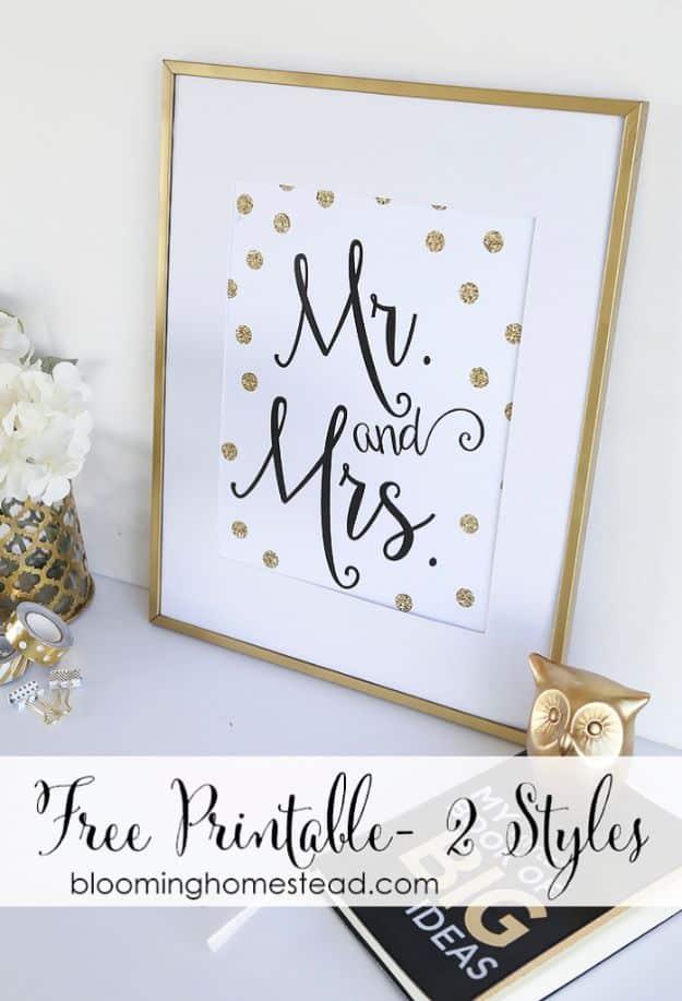 Mr and Mrs Free Printable, fast enough to finish and hang tonight and proof a small touch makes a big difference