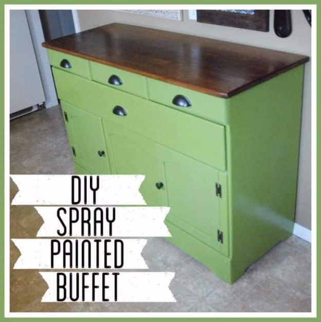 Spray Painting Tips and Tricks - DIY Spray Painted Buffet - Home Improvement Ideas and Tutorials for Spray Painting Furniture, House, Doors, Trim, Windows and Walls - Step by Step