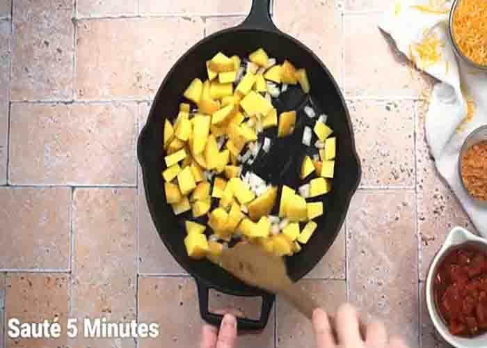 Sauteing the potatoes for the taco potatoes recipe