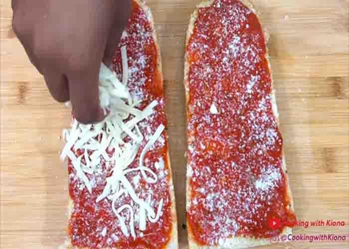 Building the French bread pizza recipe