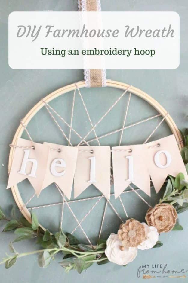 DIY Embroidery Hoop Wreath, an inexpensive project that still looks high end when finished and a fresh take on a classic idea
