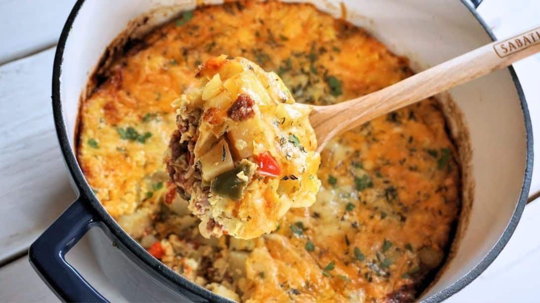 Breakfast Sausage Bacon Potato Casserole