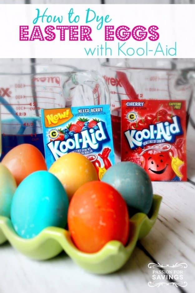 Easter Egg Decorating Ideas - Dye Easter Eggs with Kool-Aid - Creative Egg Dye Tutorials and Tips - DIY Easter Egg Projects for Kids and Adults
