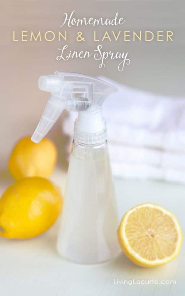 DIY Essential Oil Recipes and Ideas - Homemade Lemon & Lavender Linen Spray - Cool Recipes, Crafts and Home Decor to Make With Essential Oil - Diffuser Projects, Roll On Prodicts f