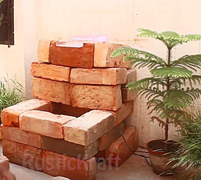 Stack Bricks To Make An Outdoor Waterfall