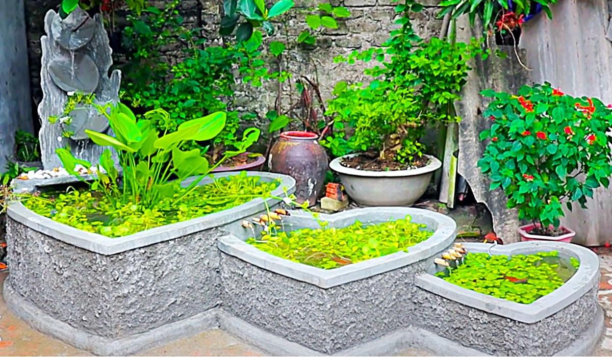 How To Make A 3-Hearts Aquarium With Cement And Bricks