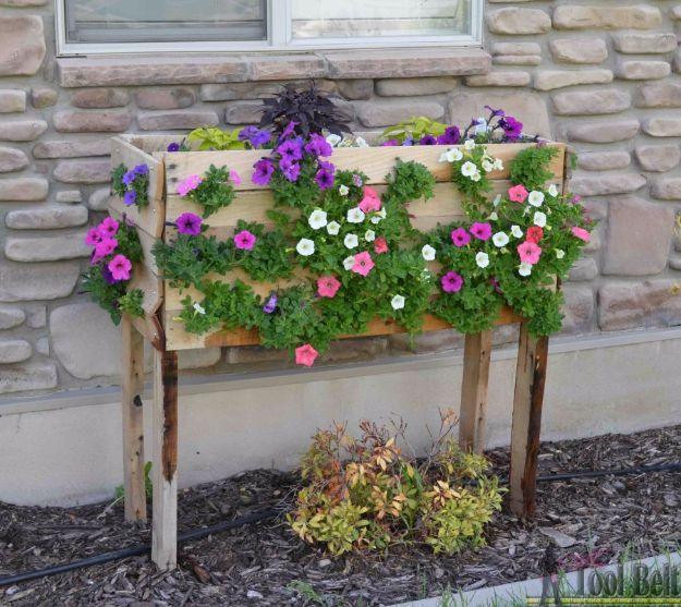 Pallet Planter Box For Cascading Flowers, a backyard container upgrade, and a personal touch a bought version cannot match