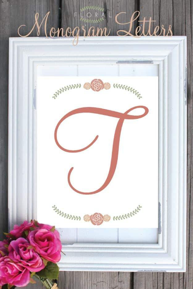 Last Minute Christmas Gifts - Floral Monogram Letters - Quick DIY Gift Ideas and Easy Christmas Presents To Make for Mom, Dad, Family and Friends - Dollar Store Crafts and Cheap Ho