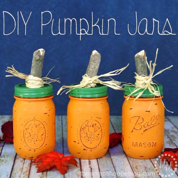 Best Mason Jar Crafts for Fall - Rustic Pumpkin Mason Jars - DIY Mason Jar Ideas for Centerpieces, Wedding Decorations, Homemade Gifts, Craft Projects with Leaves, Flowers and Burl