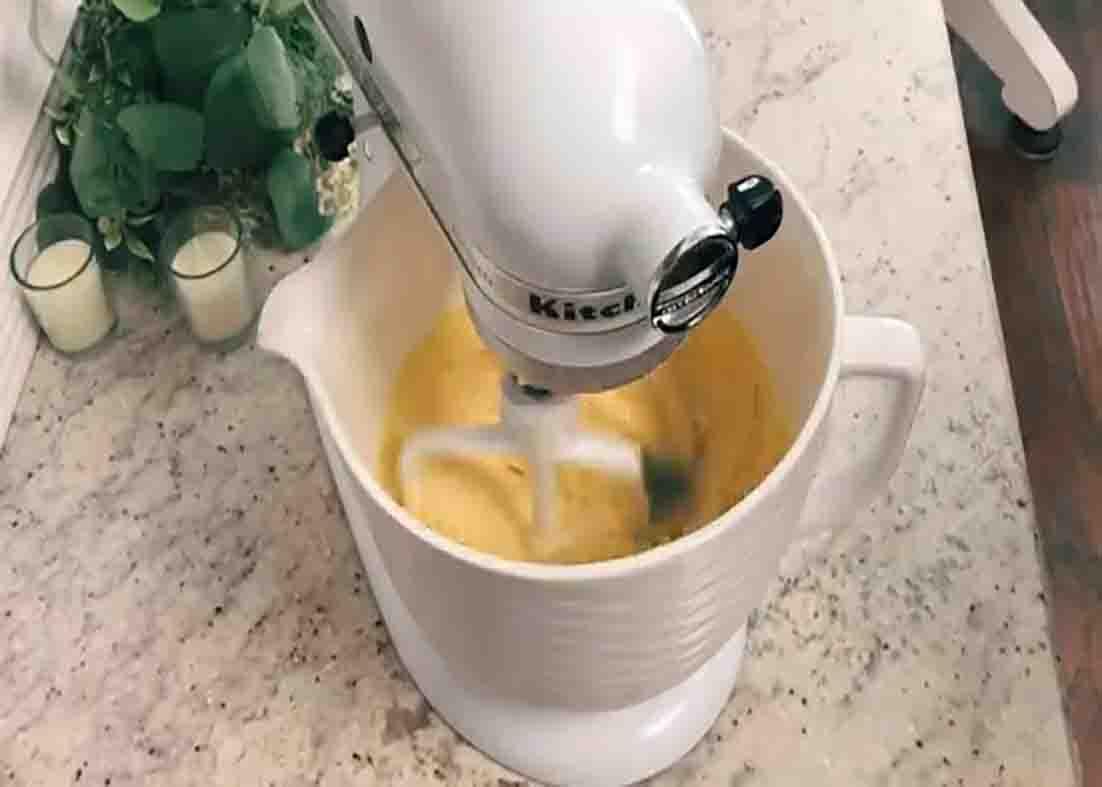 Mixing the ingredients for the tornado cake