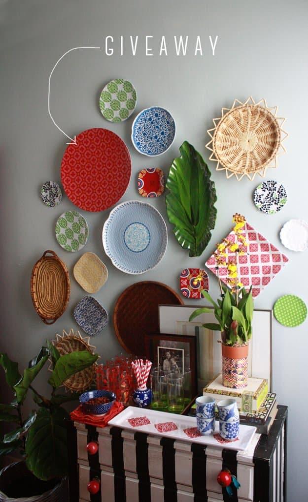 DIY Renters Decor Ideas - Dinnerware Plate Wall - Cool DIY Projects for Those Renting Aparments, Condos or Dorm Rooms - Easy Temporary Wall Art, Contact Paper, Washi Tape and Shelv