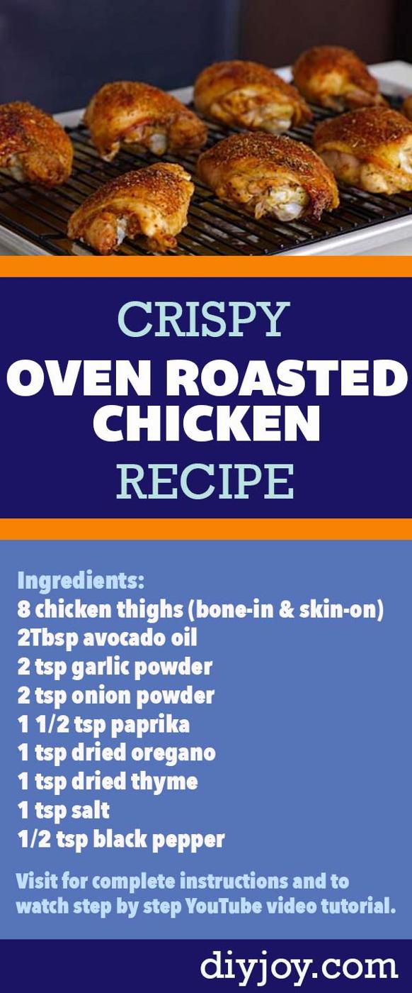 Easy Oven Roasted Recipes for Chicken - Quick Dinner Recipe Ideas - How to Make Crispy Chicken Wings in the Oven- Low Fat Cooking Tips - Simple Recipes for One or Two People - How 