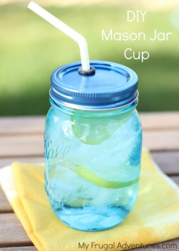 DIY Mason Jar Cups, a quick mason jar craft anyone can make and a fast project perfect for a rainy afternoon