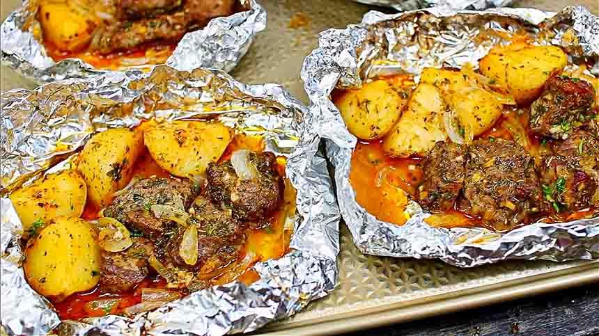 Foil-Baked Garlic Butter Steak And Potatoes